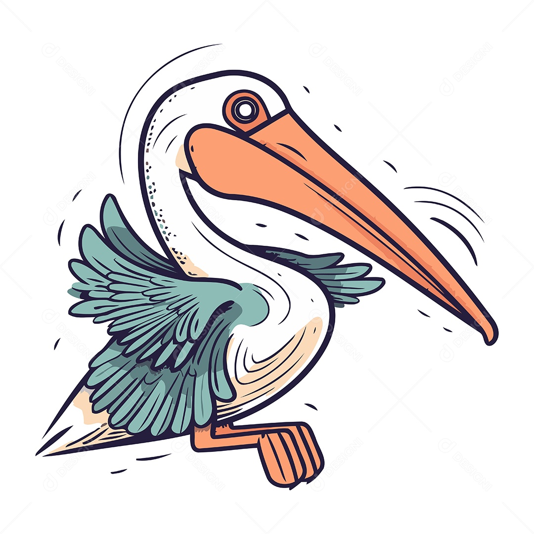 Pelicano de Desenho Animado Ilustração Vetor EPS