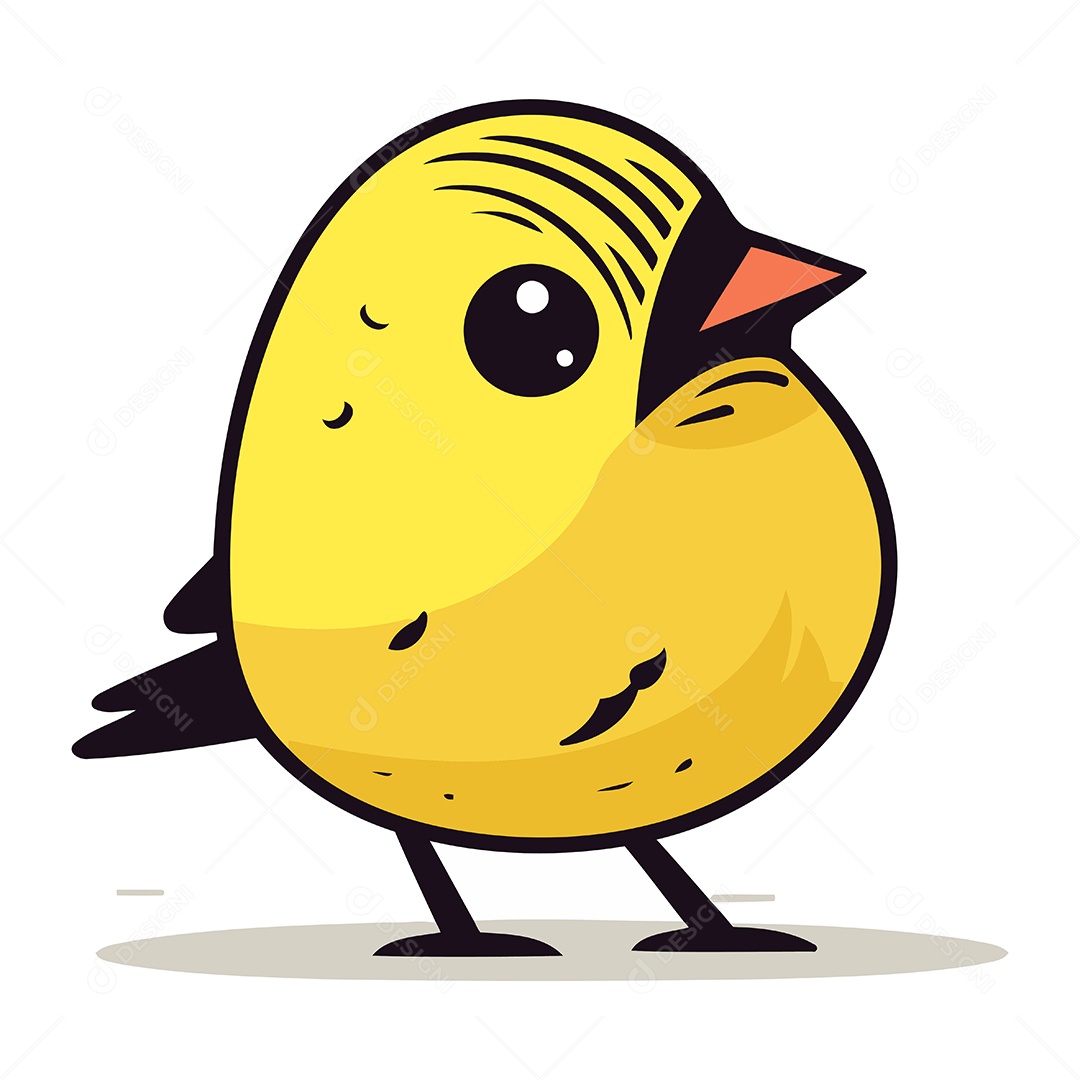 Pintinho Amarelo Fofo de Desenho Animado Ilustração Vetor EPS