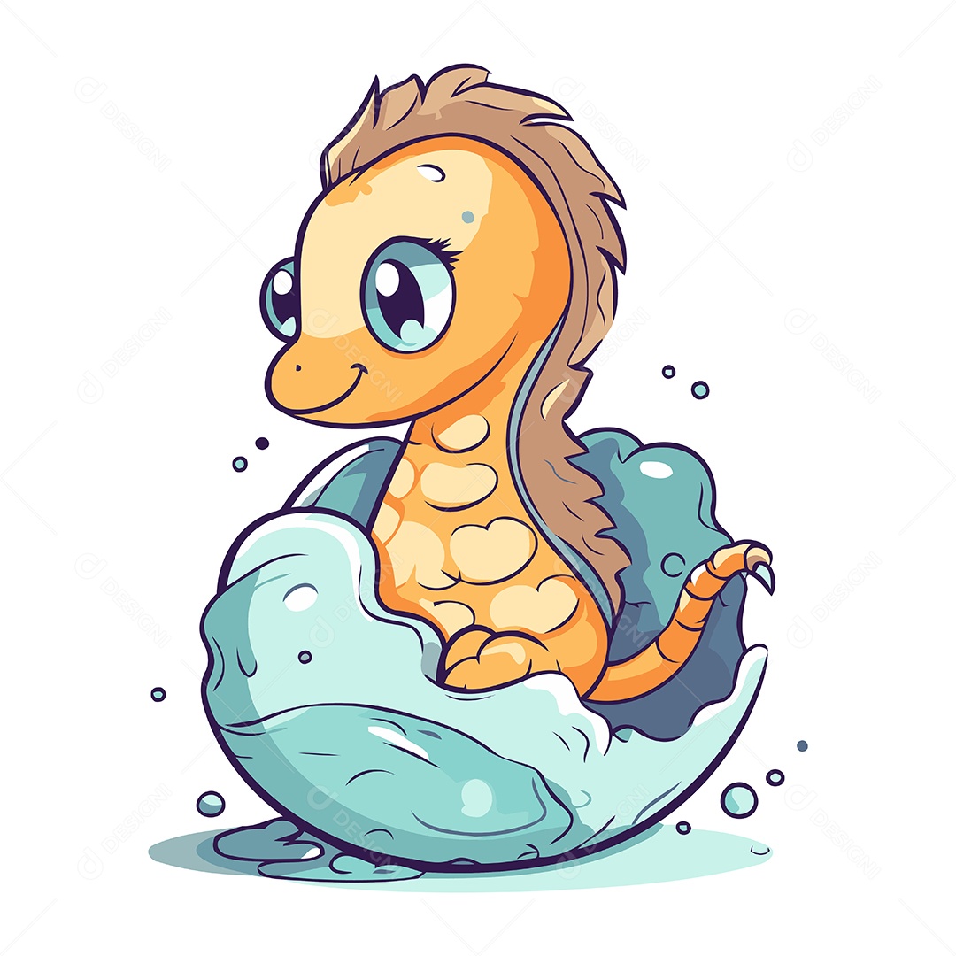 Cavalo Marinho de Desenho Animado Ilustração Vetor EPS