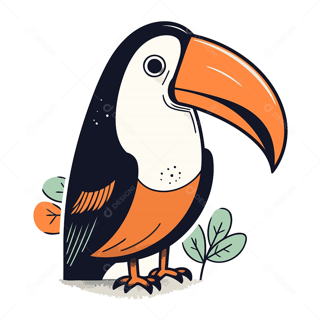 Tucano de Desenho Animado Ilustração Vetor EPS