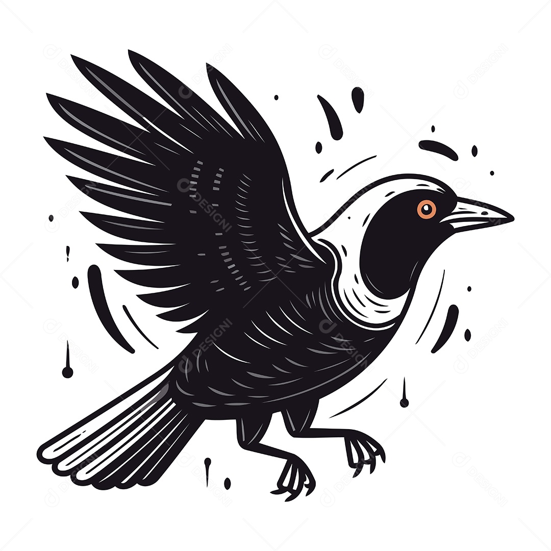 Corvo de Desenho Animado Ilustração Vetor EPS