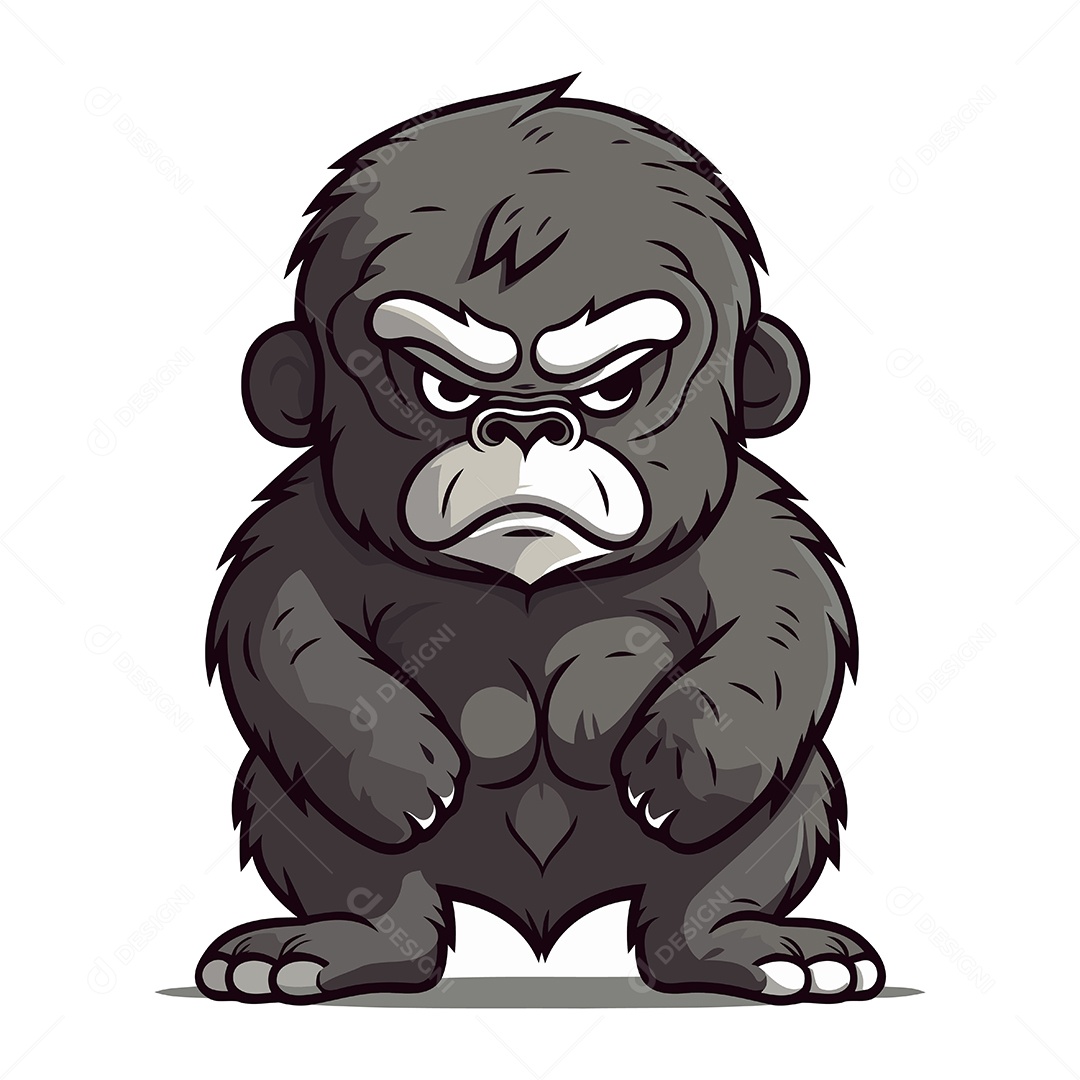 Gorila de Desenho Animado Ilustração Vetor EPS