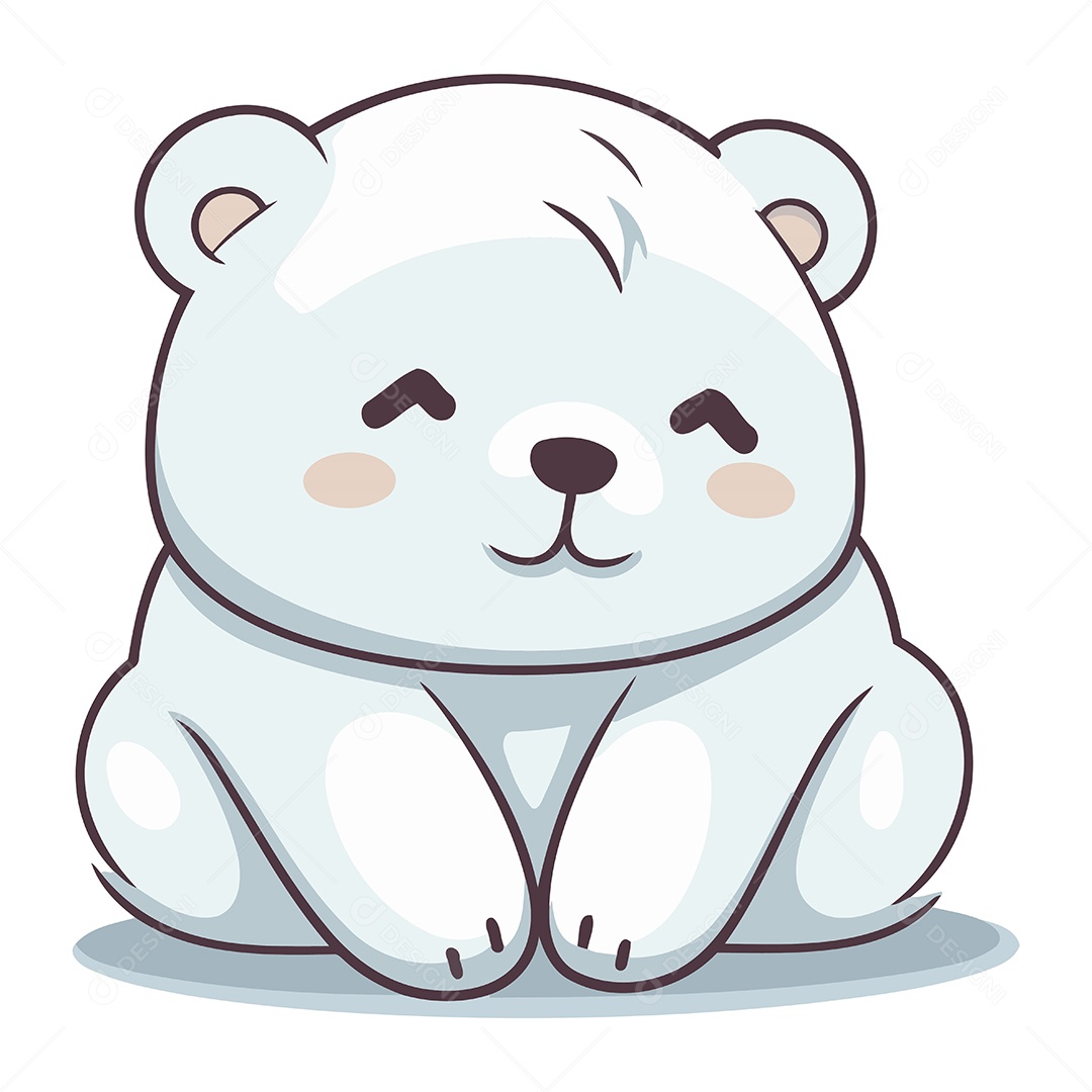 Urso Polar Fofo de Desenho Animado Ilustração Vetor EPS