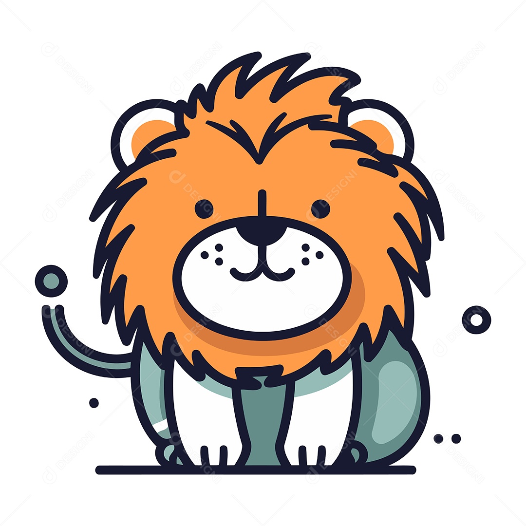 Leão de Desenho Animado Ilustração Vetor EPS