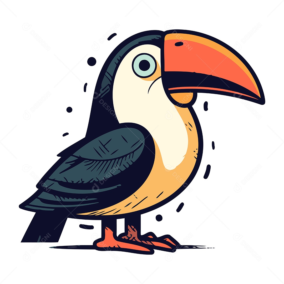 Tucano de Desenho Animado Ilustração Vetor EPS