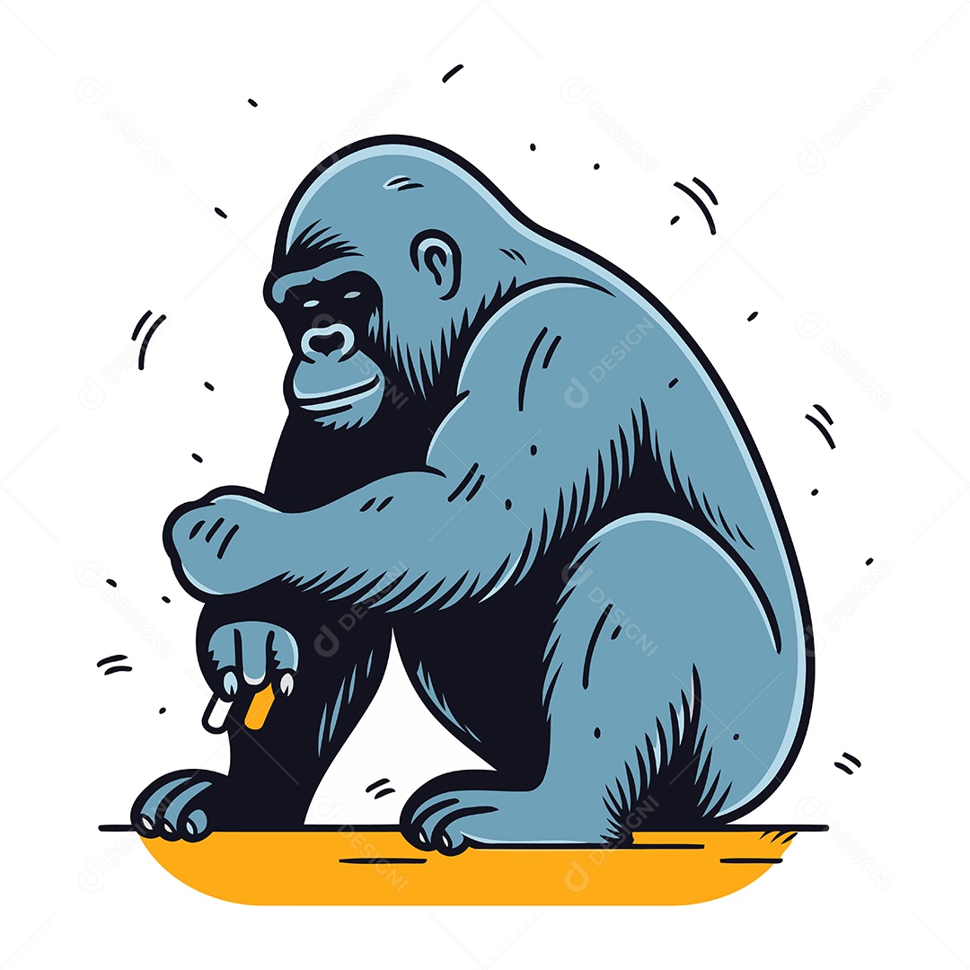 Gorila de Desenho Animado Ilustração Vetor EPS