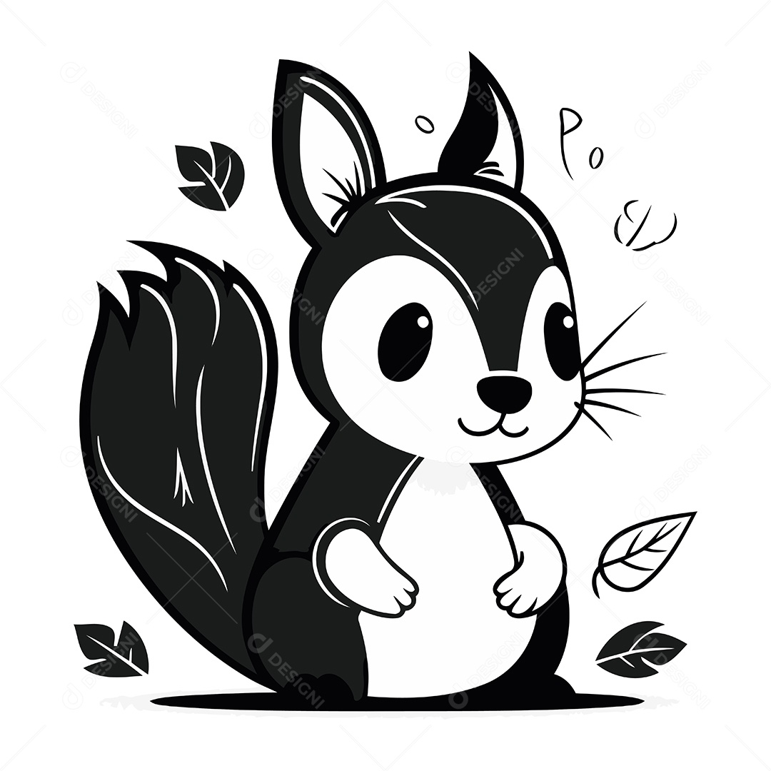 Esquilo de Desenho Animado Ilustração Vetor EPS