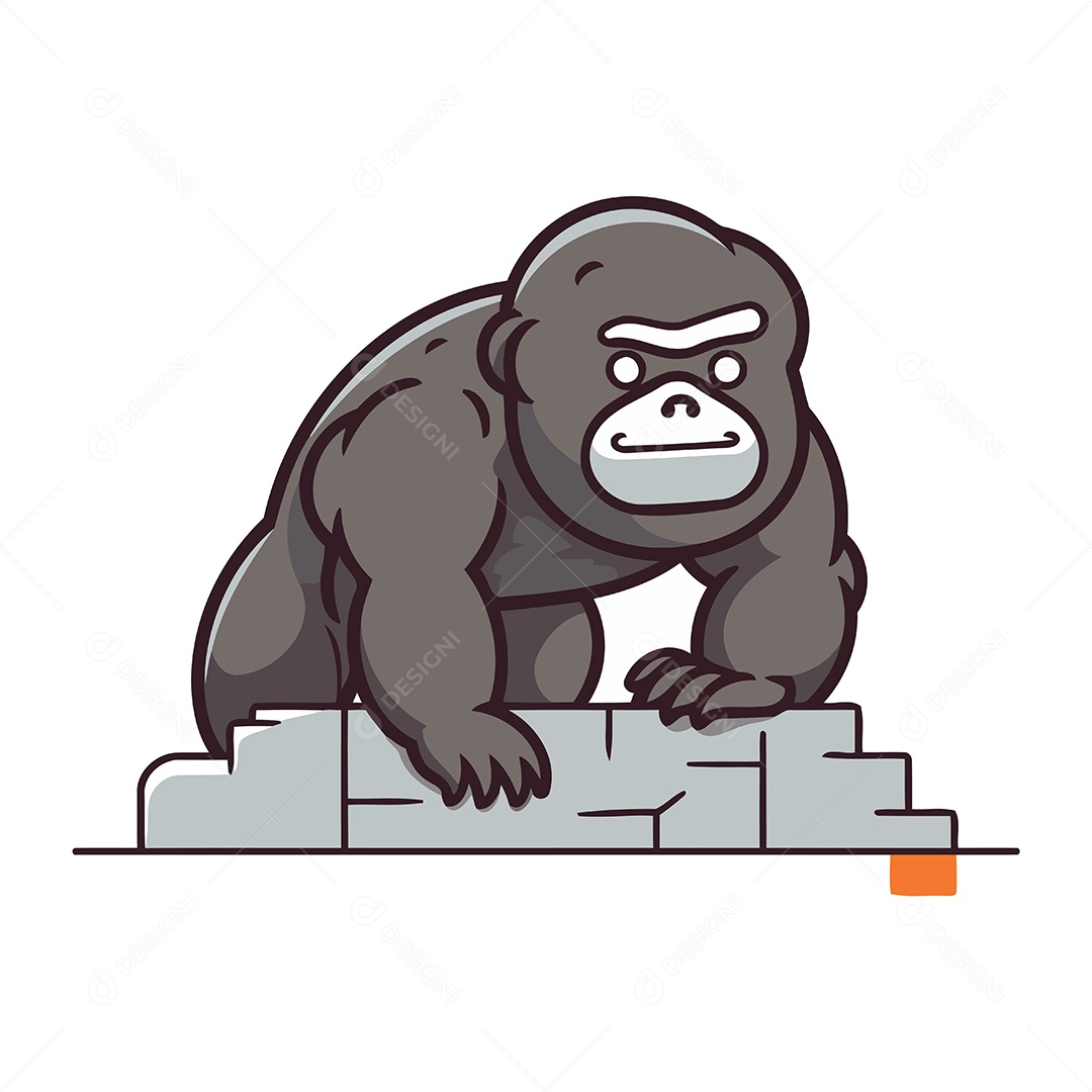 Gorila de Desenho Animado Ilustração Vetor EPS
