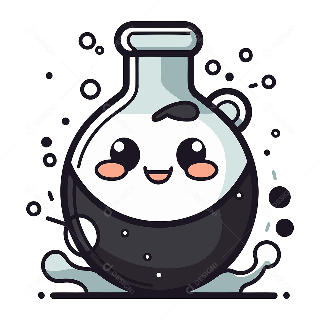 Frasco de Poção Fofo em Estilo Kawaii Ilustração Vetor EPS