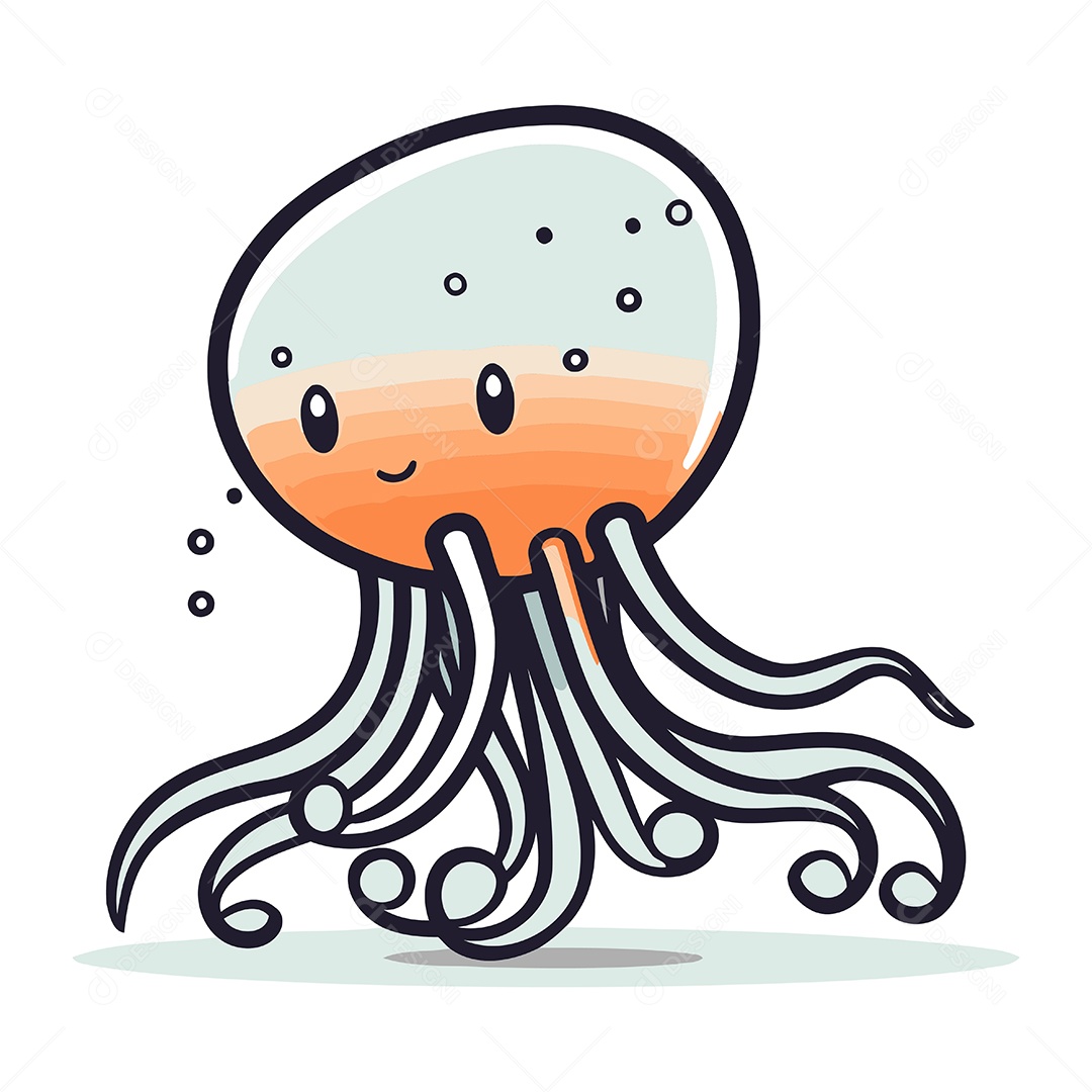 Água Viva de Desenho Animado Ilustração Vetor EPS