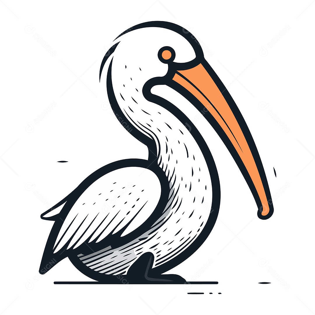 Pelicano de Desenho Animado Ilustração Vetor EPS