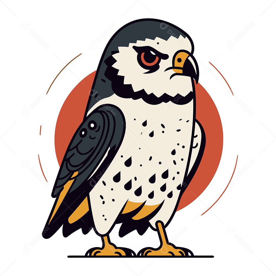 Falcão Peregrino de Desenho Animado Ilustração Vetor EPS
