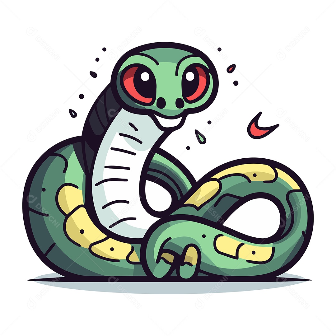 Cobra de Desenho Animado Ilustração Vetor EPS