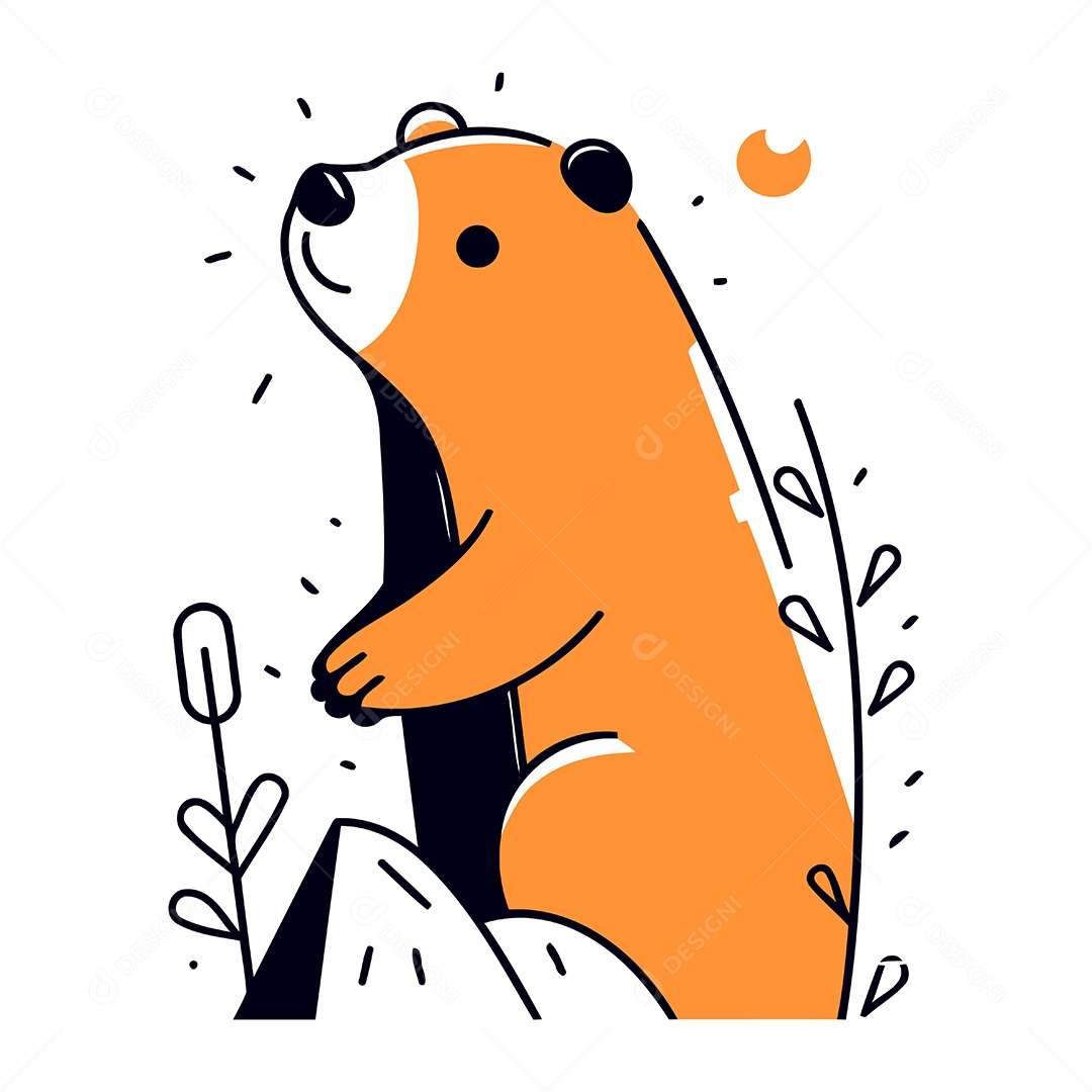 Urso Fofo de Desenho Animado Ilustração Vetor EPS