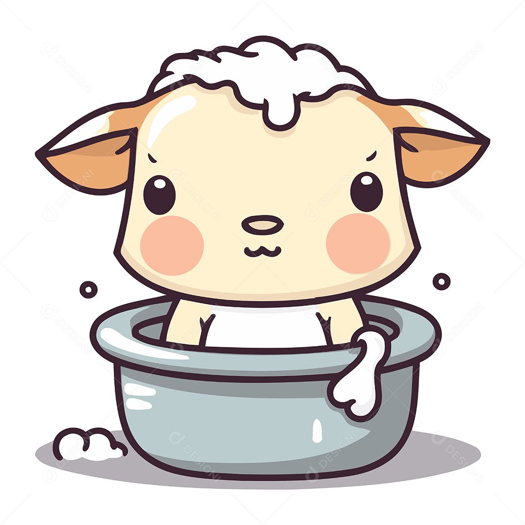 Ovelha de Desenho Animado na Banheira Ilustração Vetor EPS