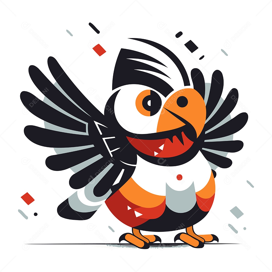 Papagaio do Mar de Desenho Animado Ilustração Vetor EPS