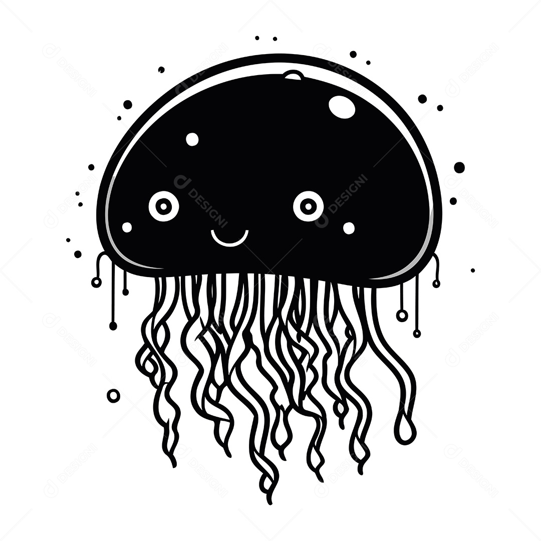 Água Viva de Desenho Animado Ilustração Vetor EPS