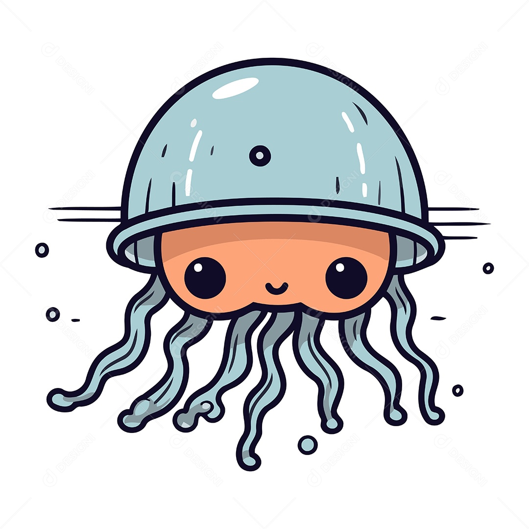 Polvo Fofo de Desenho Animado com Capacete Ilustração Vetor EPS