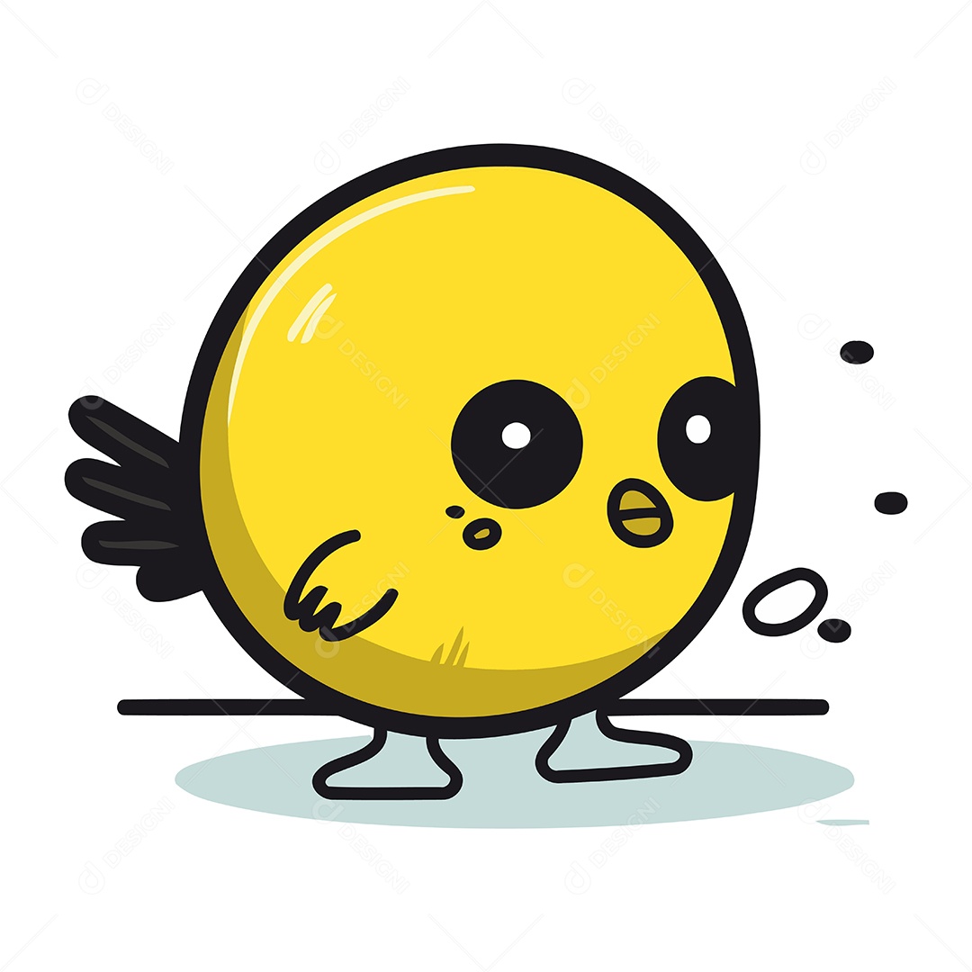 Pássaro Amarelo Fofo de Desenho Animado Ilustração Vetor EPS