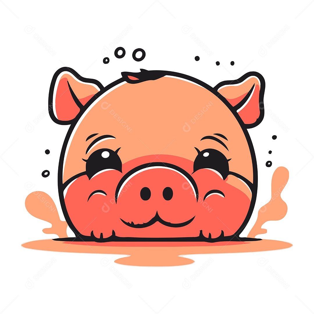 Porco de Desenho Animado Ilustração Vetor EPS