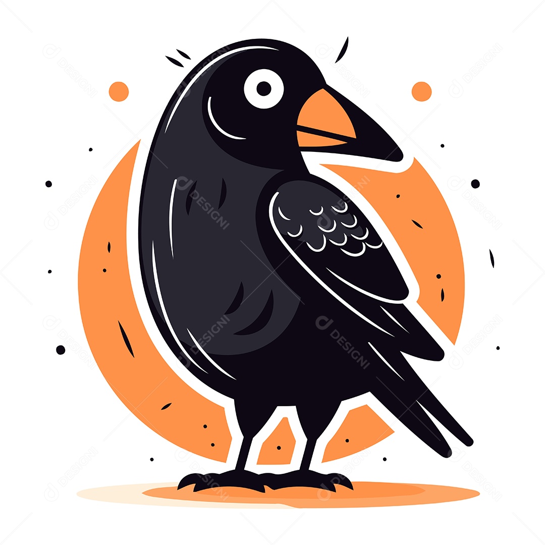 Corvo de Desenho Animado Ilustração Vetor EPS