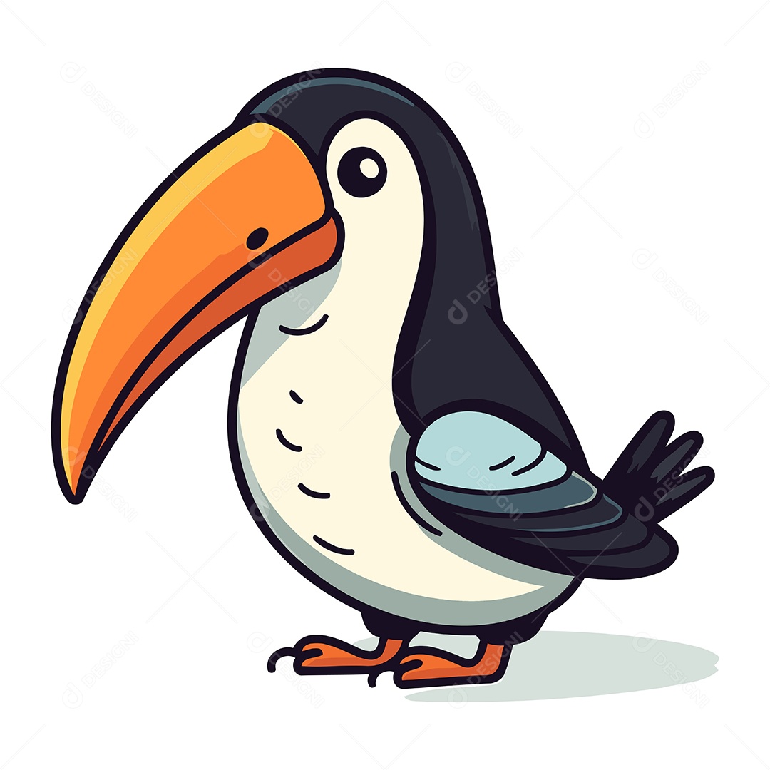 Tucano Fofo de Desenho Animado Ilustração Vetor EPS