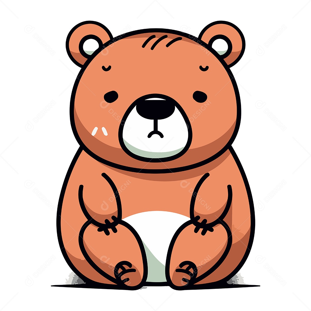 Urso Fofo de Desenho Animado Ilustração Vetor EPS