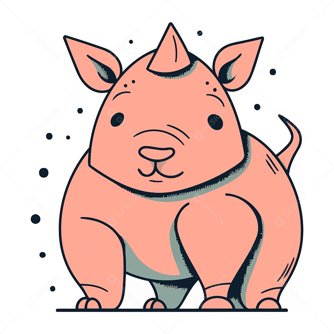 Rinoceronte de Desenho Animado Ilustração Vetor EPS