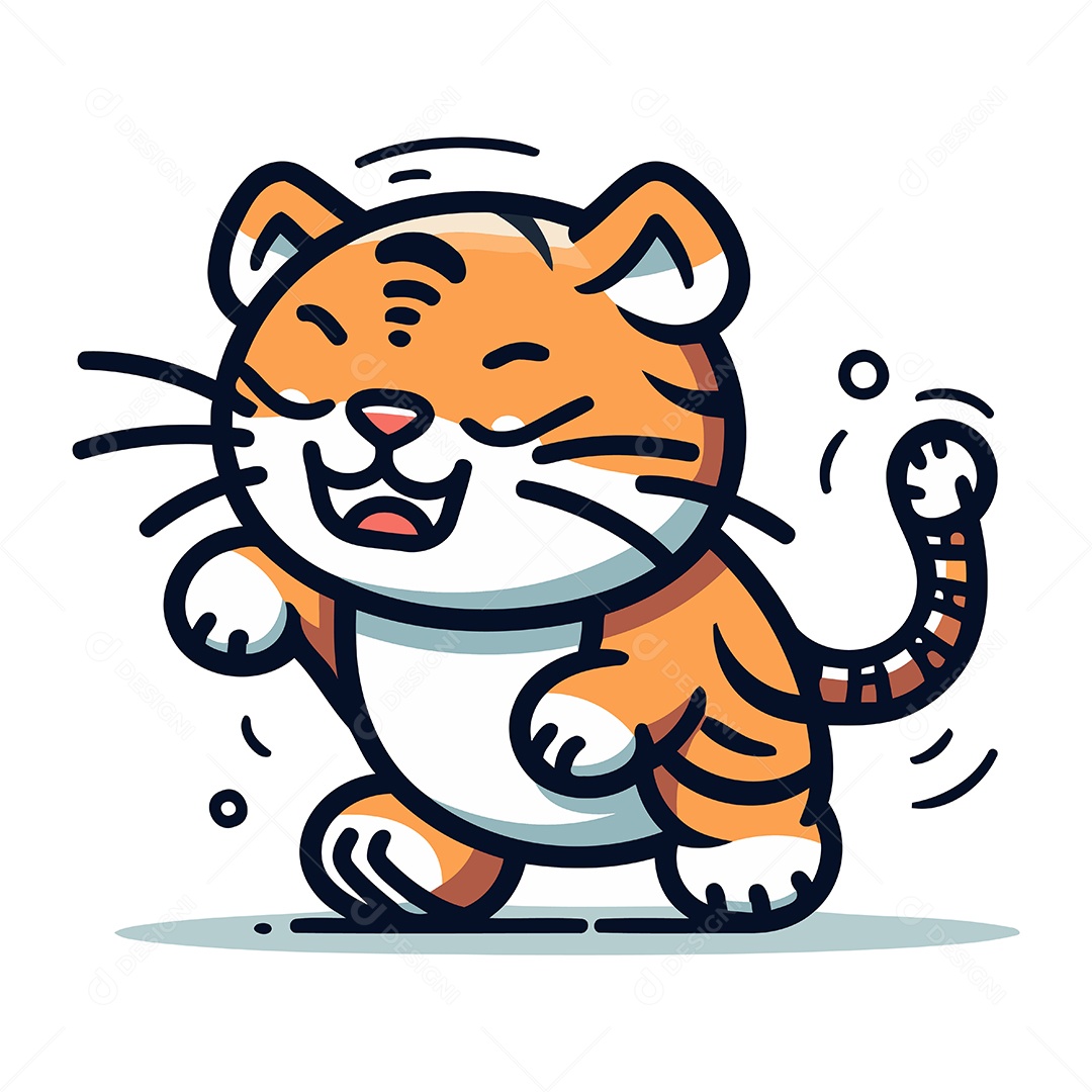 Tigre de Desenho Animado Ilustração Vetor EPS