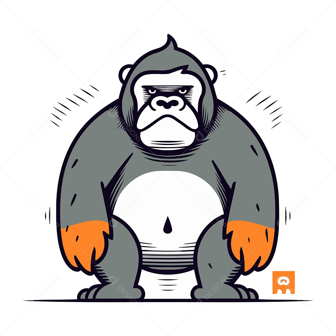 Gorila de Desenho Animado Ilustração Vetor EPS