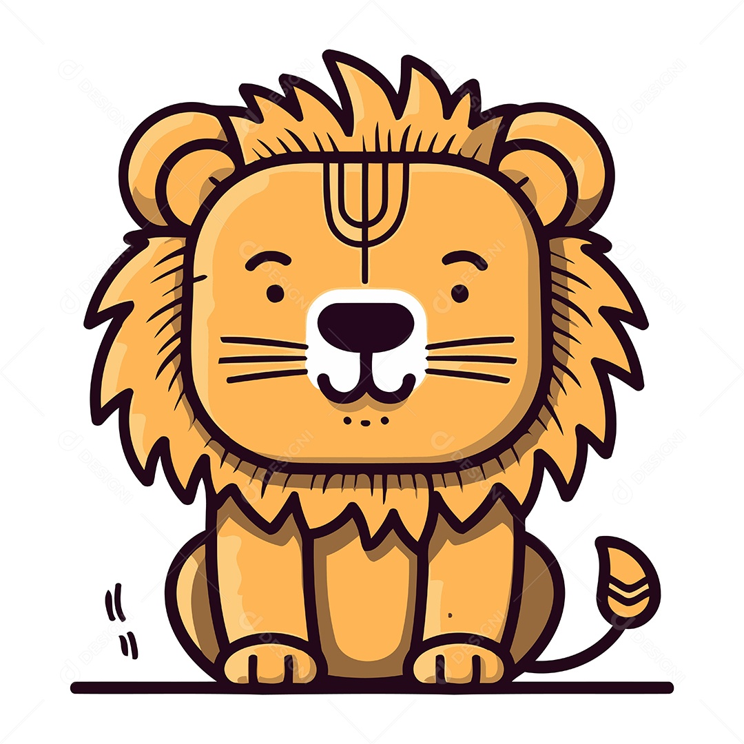 Leão de Desenho Animado Ilustração Vetor EPS
