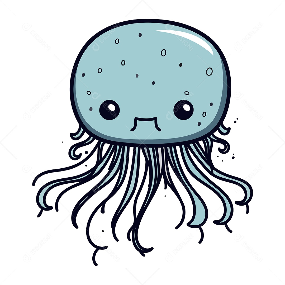 Água Viva de Desenho Animado Ilustração Vetor EPS