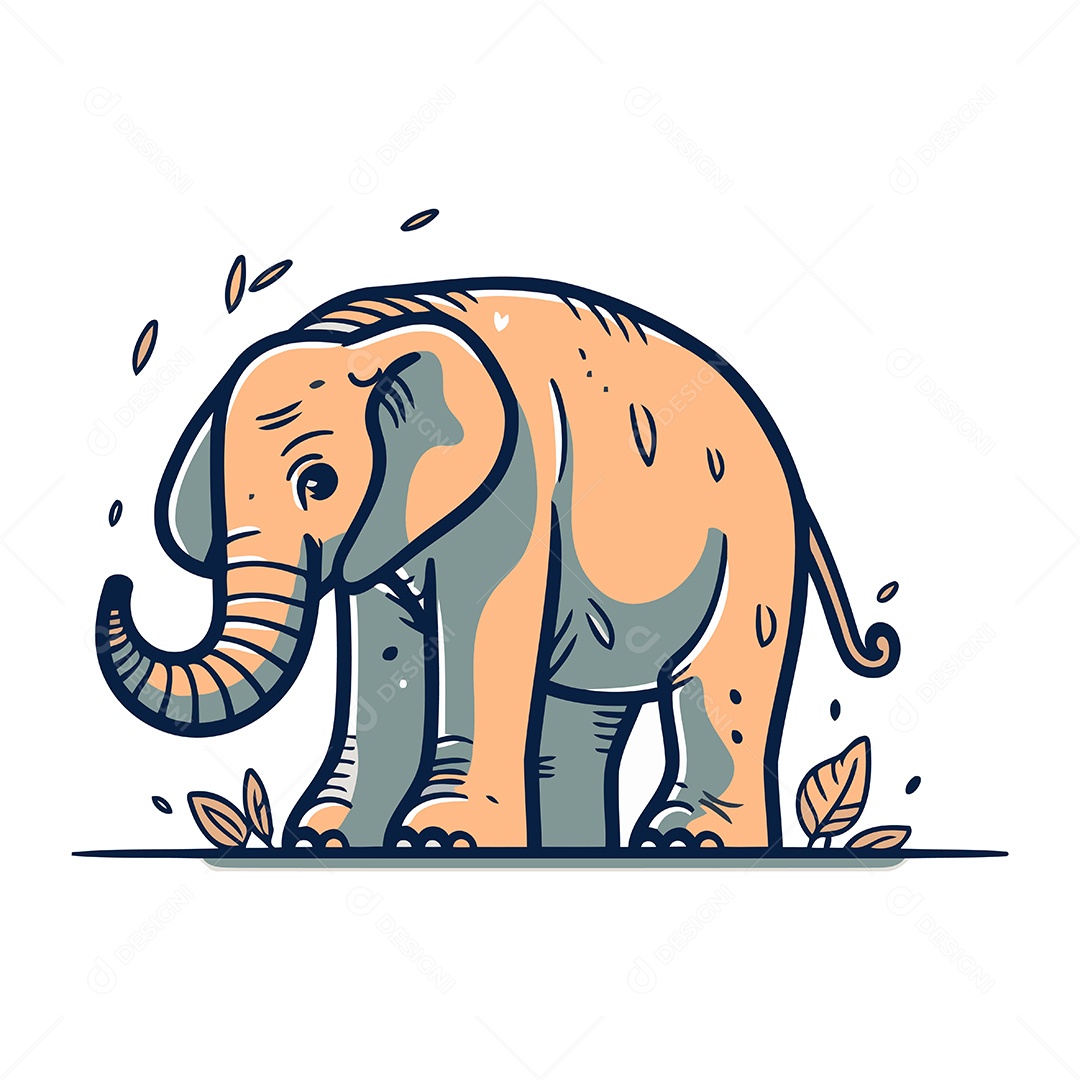 Elefante de Desenho Animado Ilustração Vetor EPS