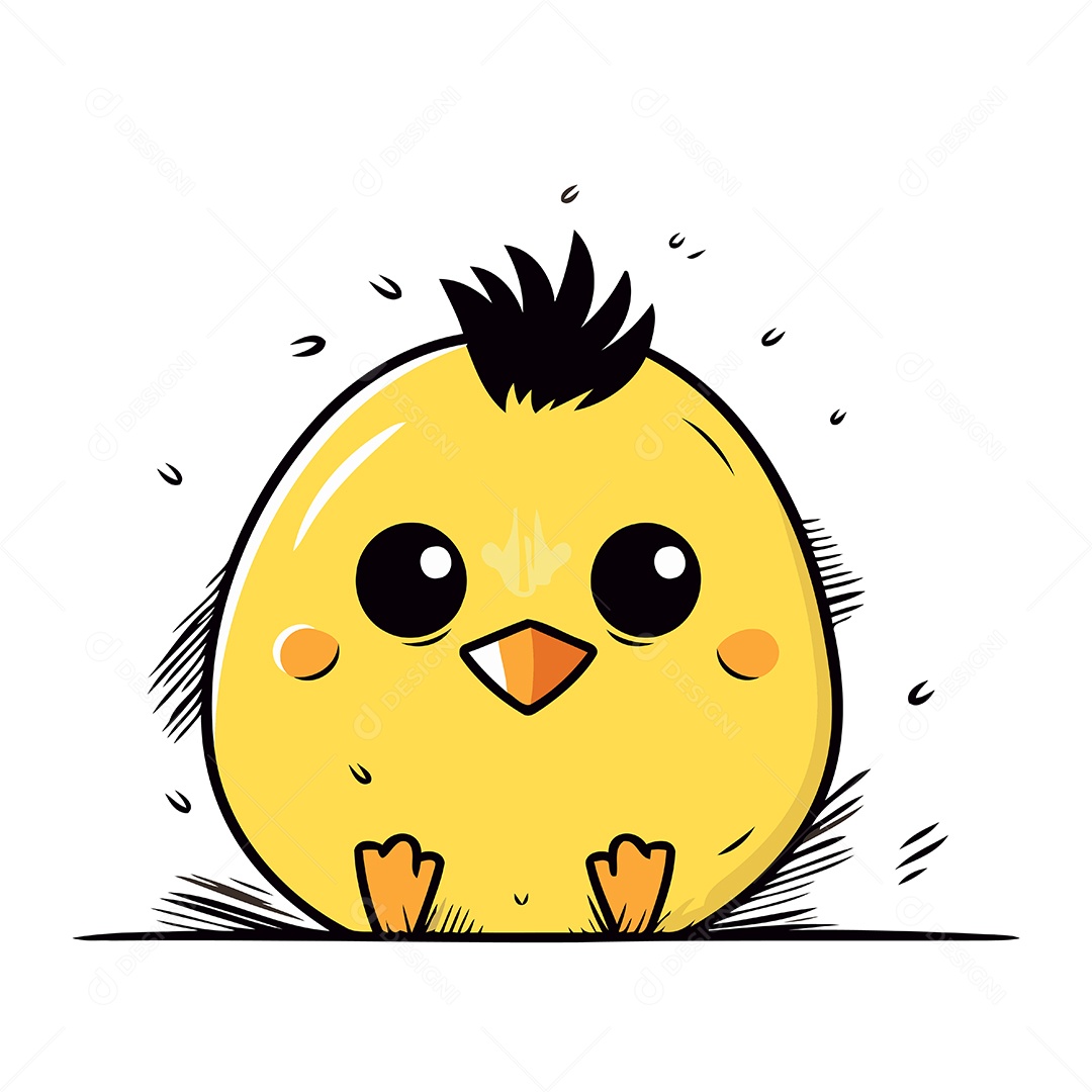 Pintinho Fofo de Desenho Animado Ilustração Vetor EPS