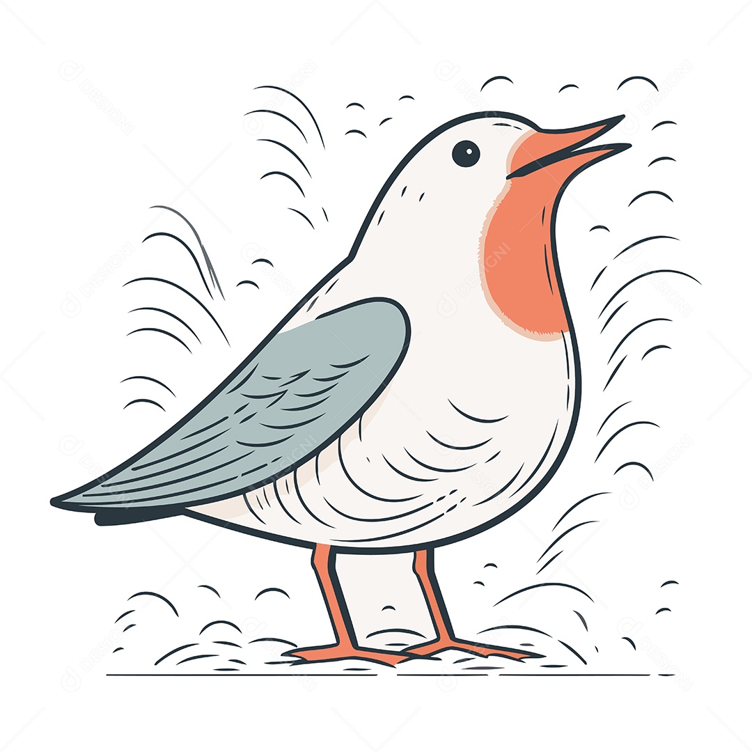 Gaivota Fofa de Desenho Animado Ilustração Vetor EPS