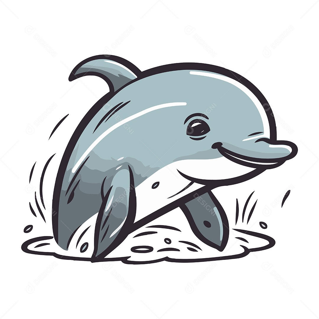 Golfinho de Desenho Animado Ilustração Vetor EPS
