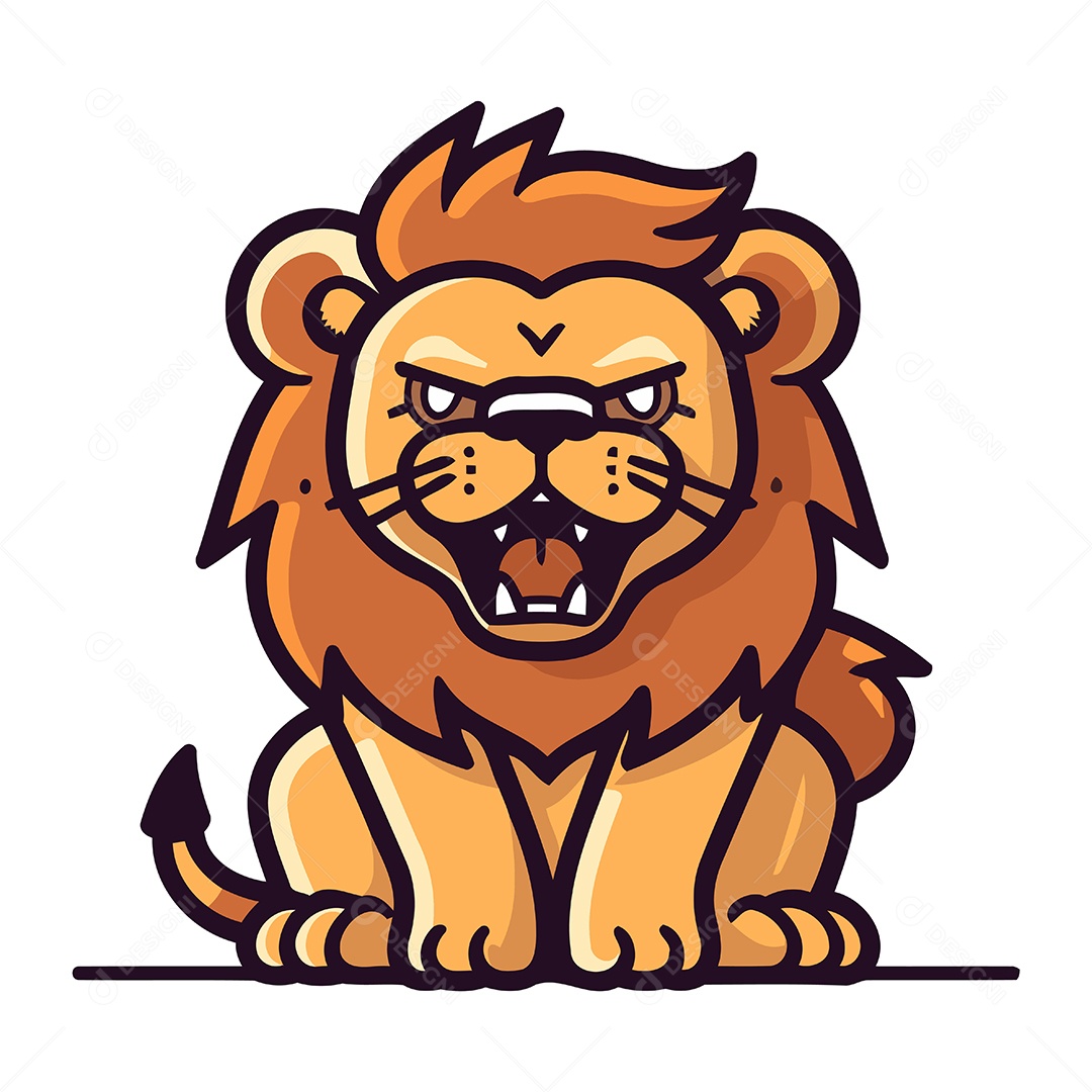 Leão de Desenho Animado Ilustração Vetor EPS