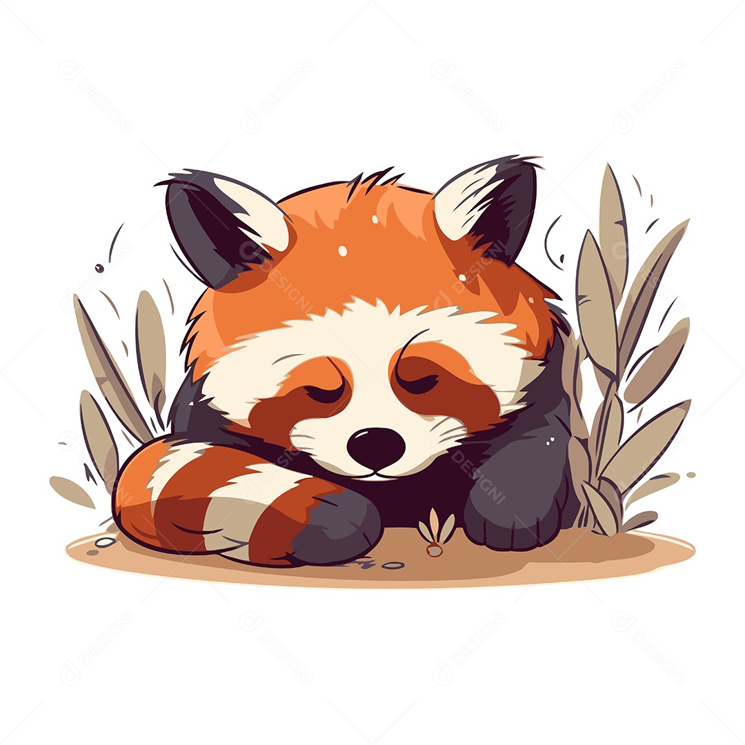 Panda Vermelho Fofo de Desenho Animado Ilustração Vetor EPS