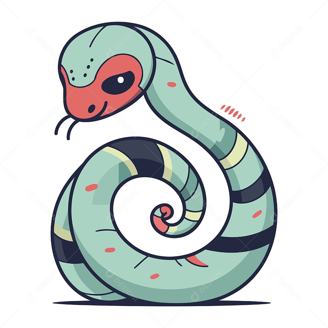 Cobra Fofa de Desenho Animado Ilustração Vetor EPS