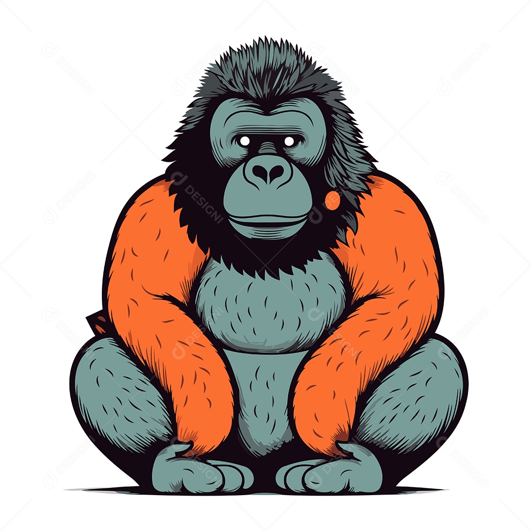Gorila de Desenho Animado Ilustração Vetor EPS