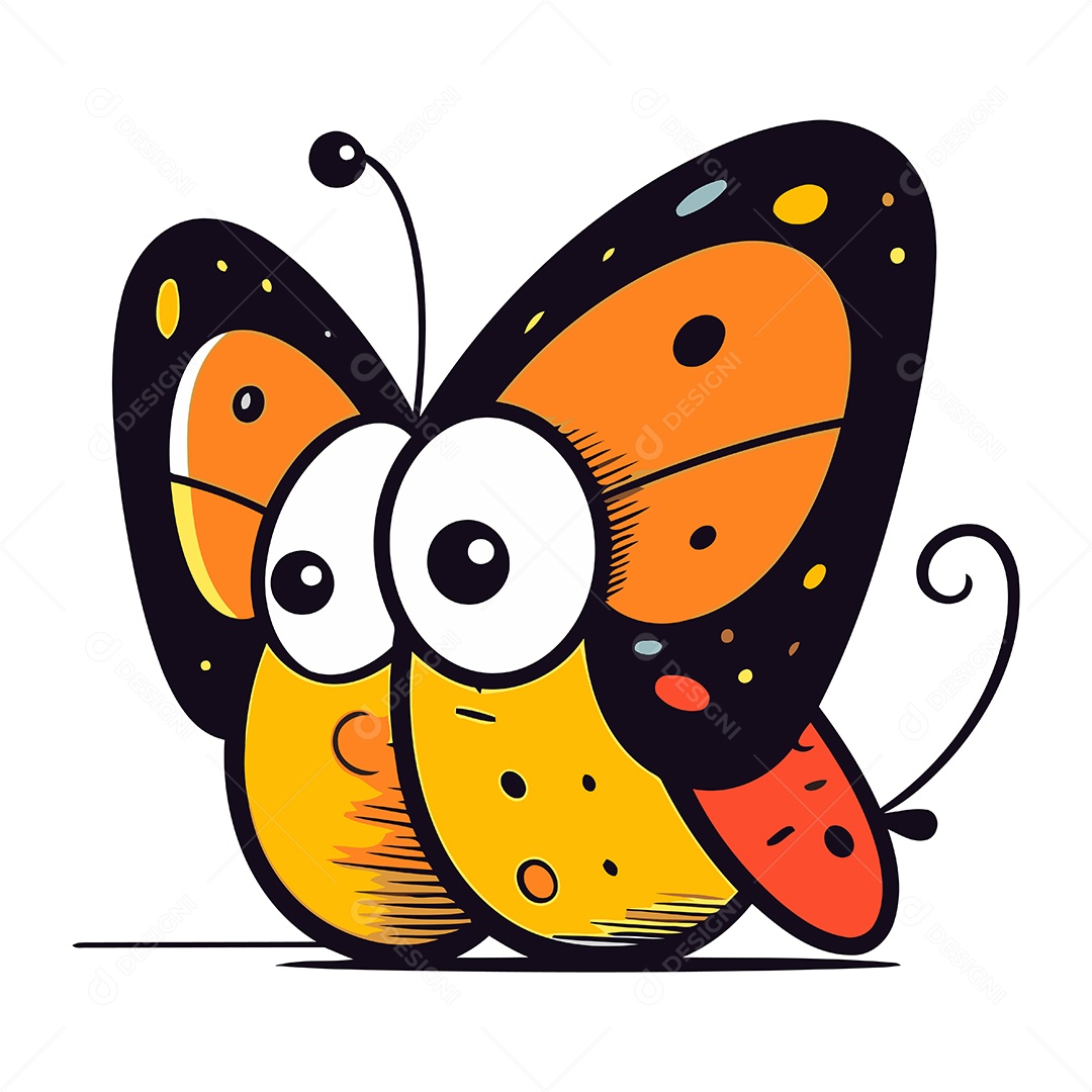 Borboleta de Desenho Animado Ilustração Vetor EPS