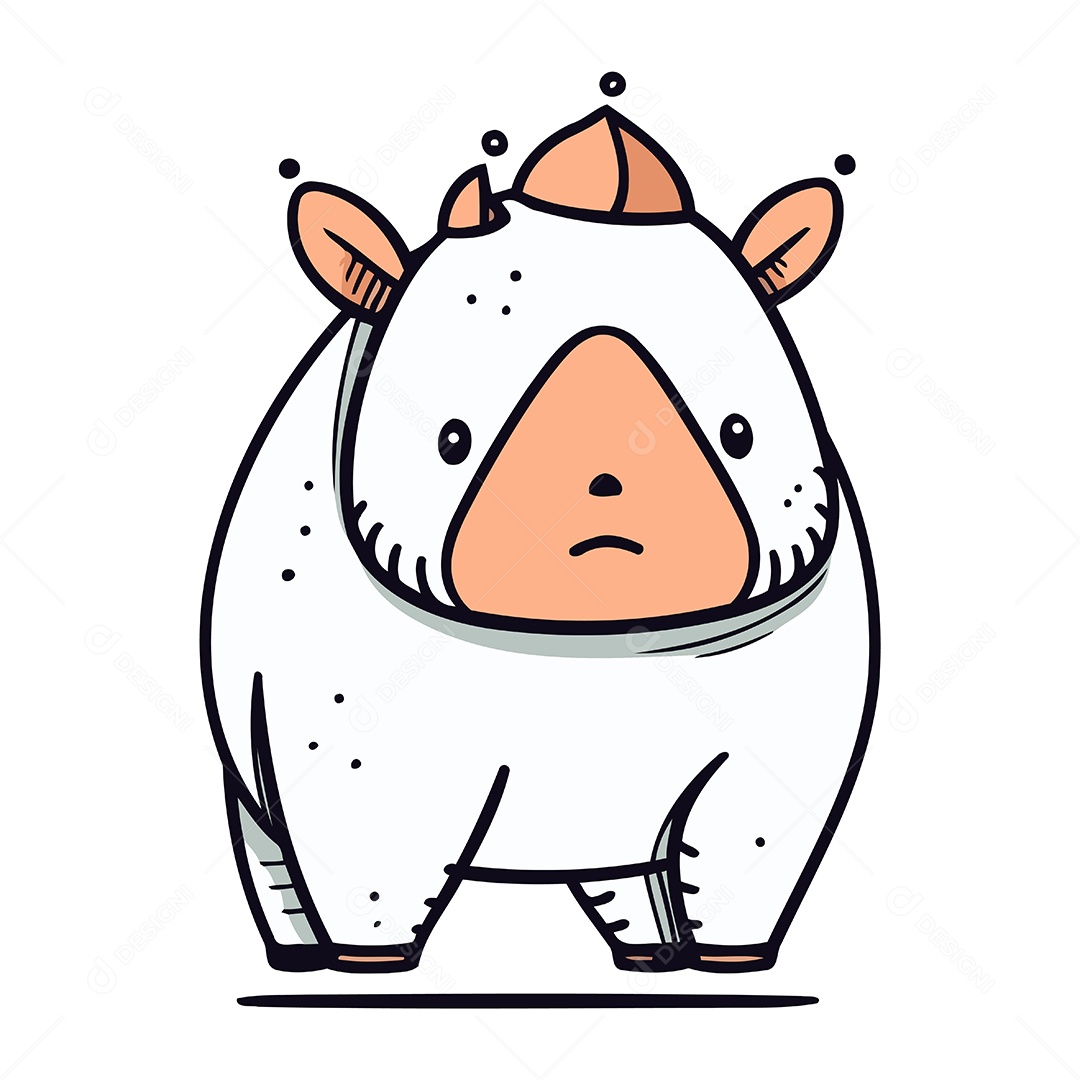 Rinoceronte de Desenho Animado Ilustração Vetor EPS