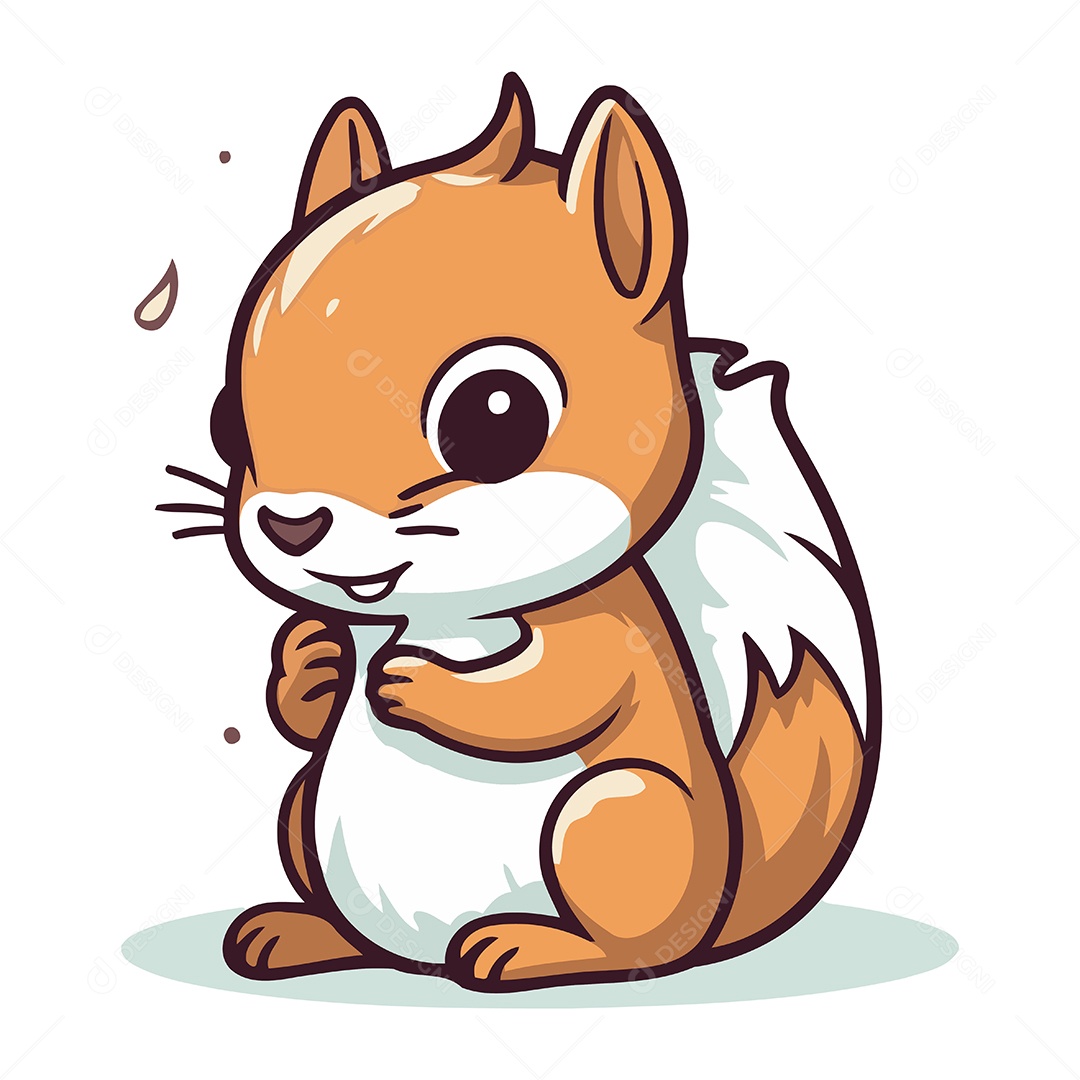 Esquilo Fofo de Desenho Animado Ilustração Vetor EPS