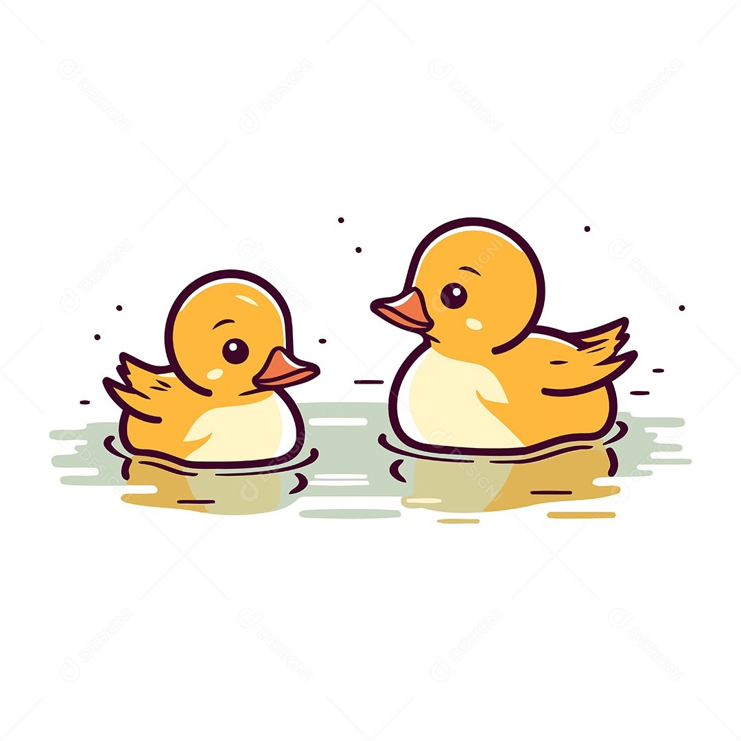 Patos de Desenho Animado Ilustração Vetor EPS