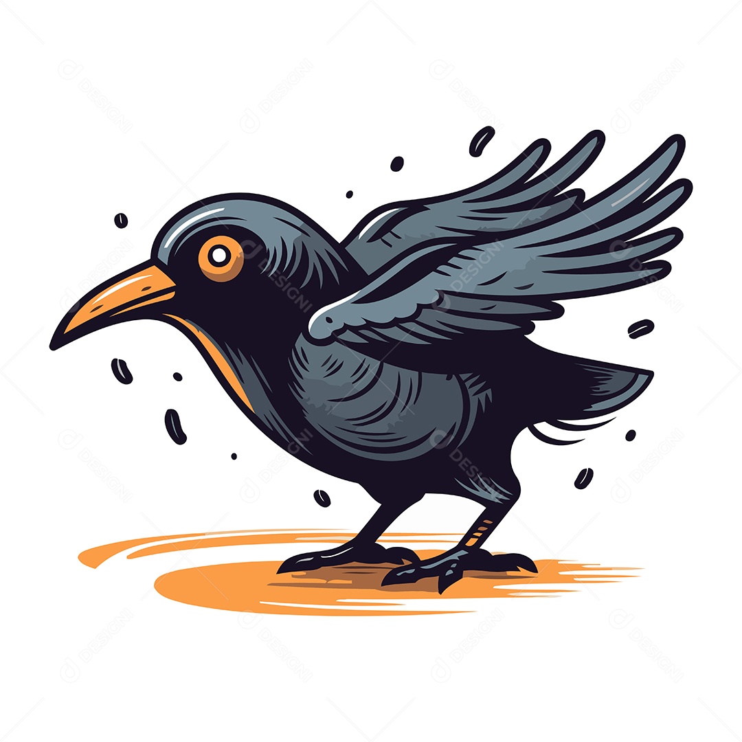 Corvo de Desenho Animado Ilustração Vetor EPS