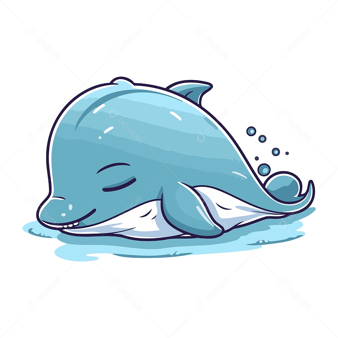 Golfinho Fofo de Desenho Animado Ilustração Vetor EPS