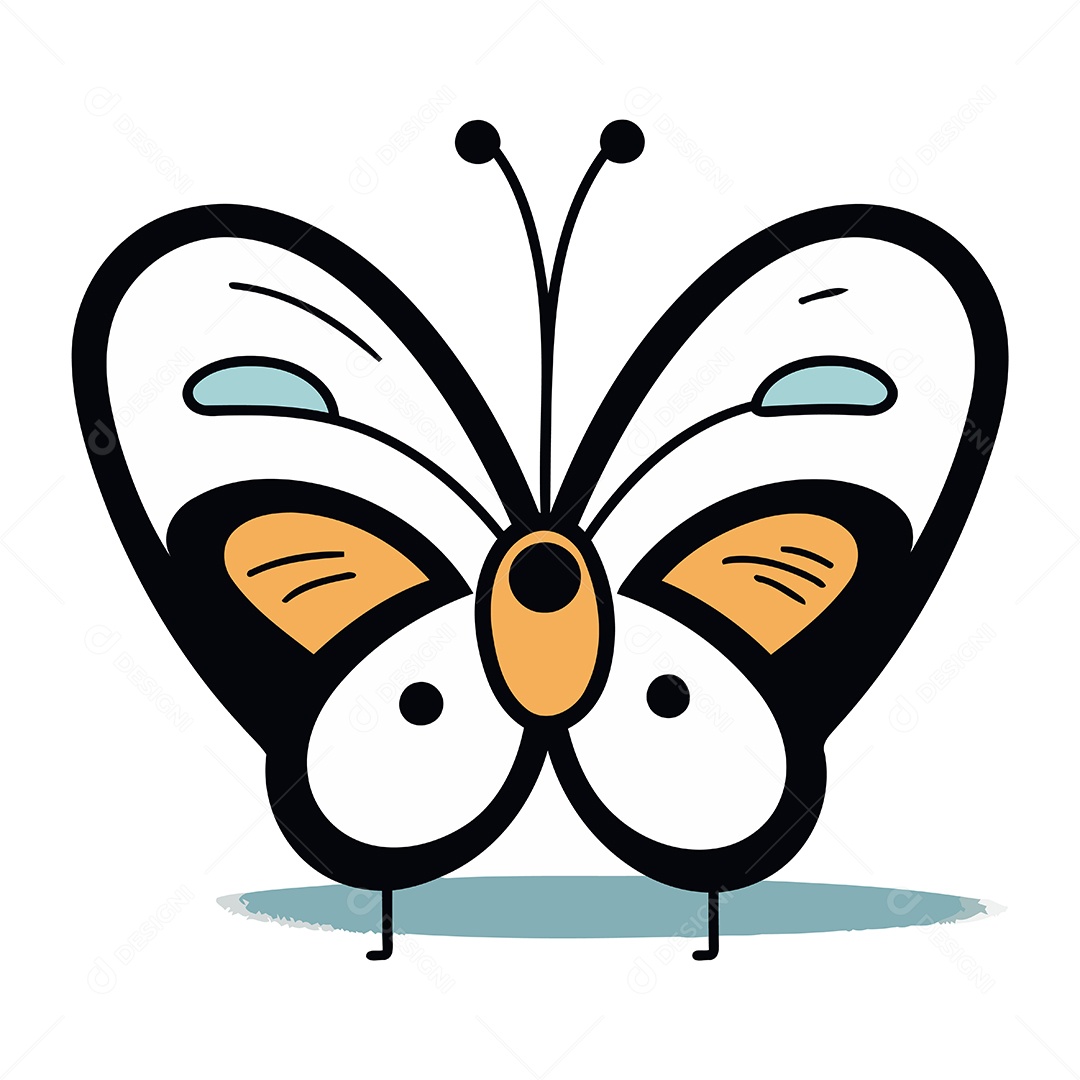Borboleta de Desenho Animado Ilustração Vetor EPS