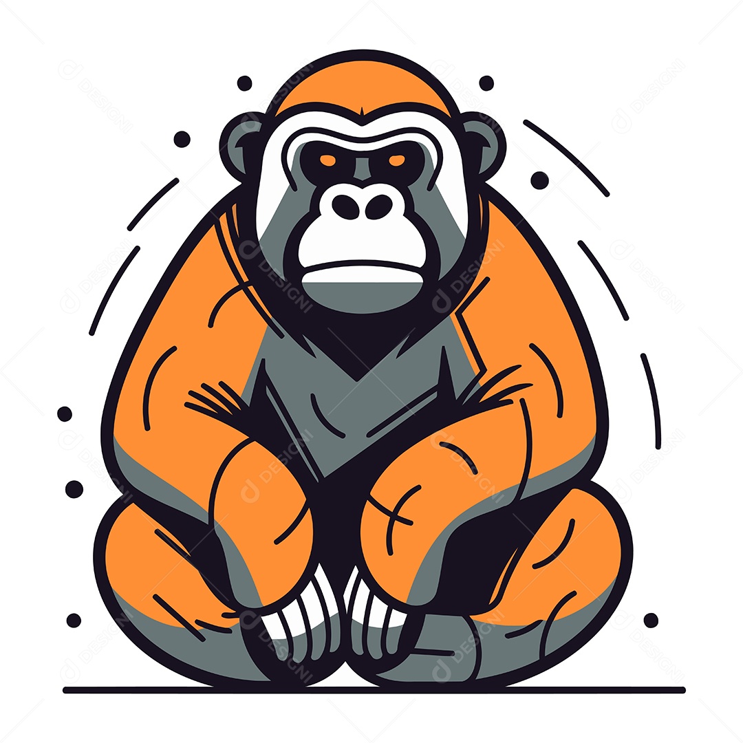 Gorila Irritado de Desenho Animado Ilustração Vetor EPS