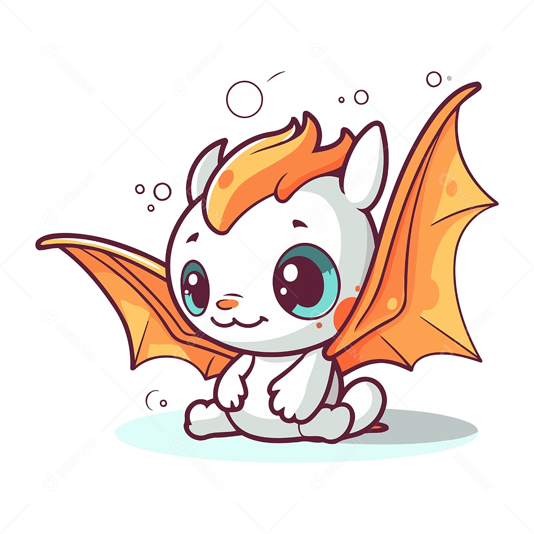 Dragão Fofo de Desenho Animado Ilustração Vetor EPS