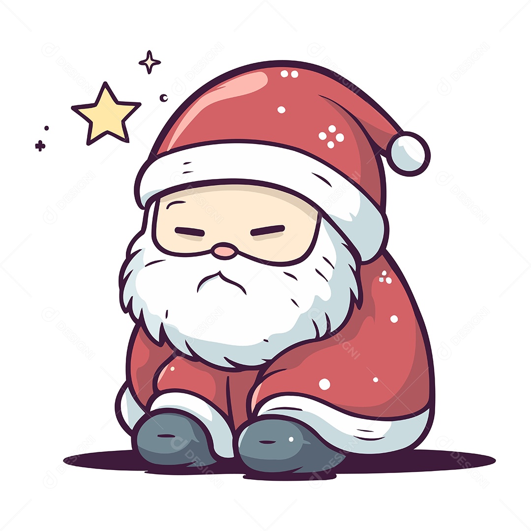 Papai Noel Fofo de Desenho Animado Ilustração Vetor EPS